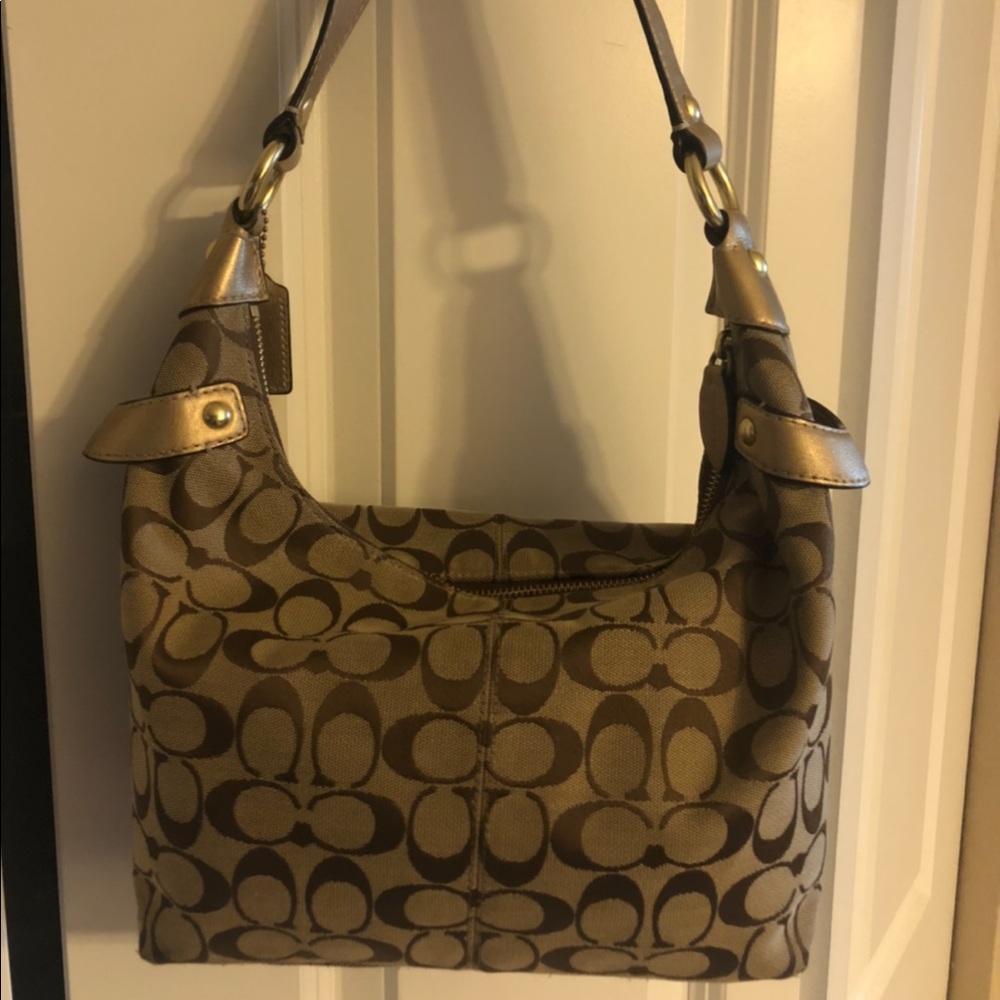 Genuine Coach Poppy Metallic Signature Handbag